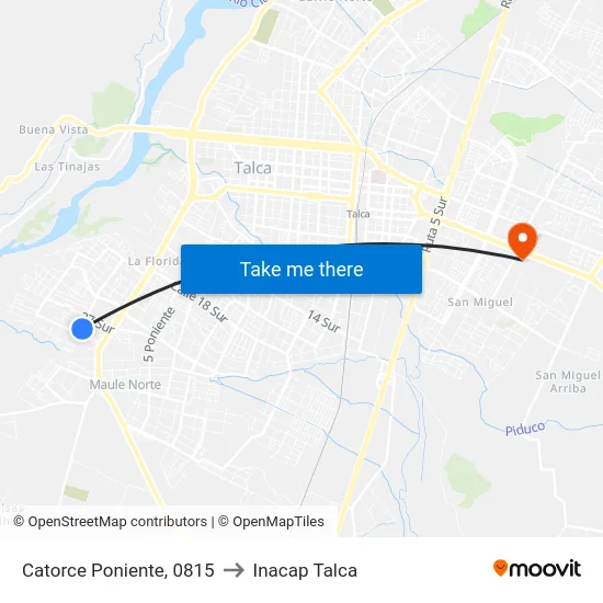 Catorce Poniente, 0815 to Inacap Talca map