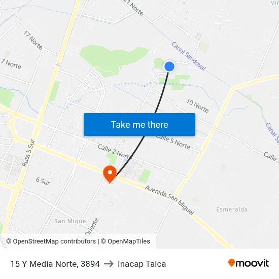 15 Y Media Norte, 3894 to Inacap Talca map