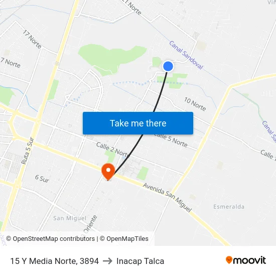15 Y Media Norte, 3894 to Inacap Talca map