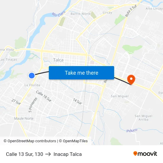 Calle 13 Sur, 130 to Inacap Talca map
