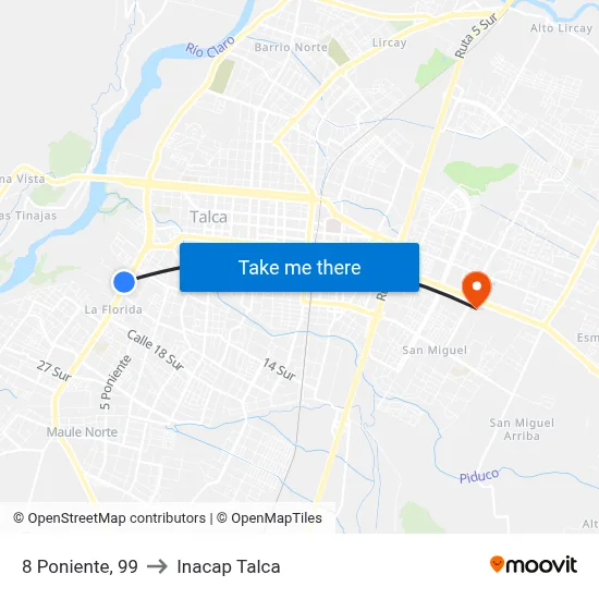 8 Poniente, 99 to Inacap Talca map