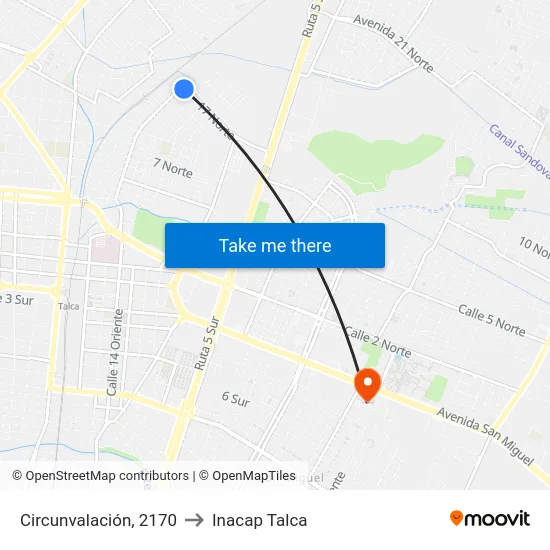 Circunvalación, 2170 to Inacap Talca map