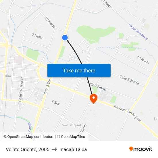 Veinte Oriente, 2005 to Inacap Talca map