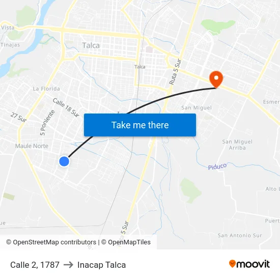 Calle 2, 1787 to Inacap Talca map