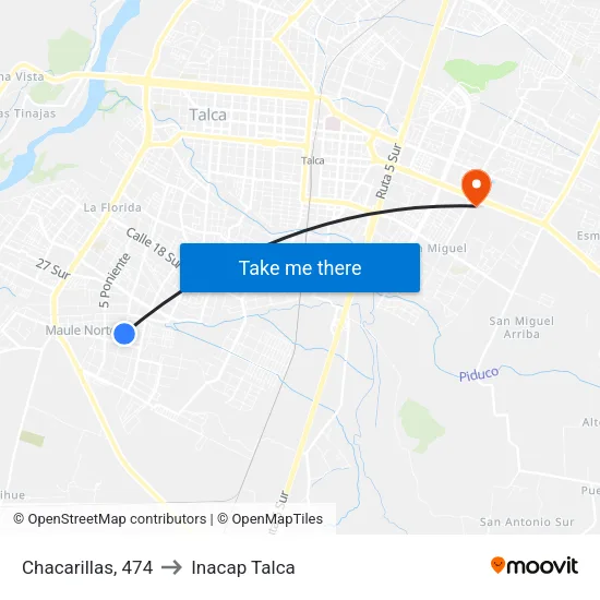 Chacarillas, 474 to Inacap Talca map