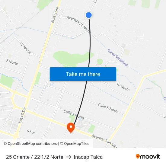 25 Oriente / 22 1/2 Norte to Inacap Talca map