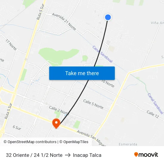 32 Oriente / 24 1/2 Norte to Inacap Talca map
