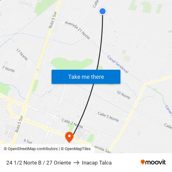 24 1/2 Norte B / 27 Oriente to Inacap Talca map