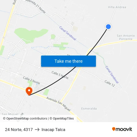 24 Norte, 4317 to Inacap Talca map