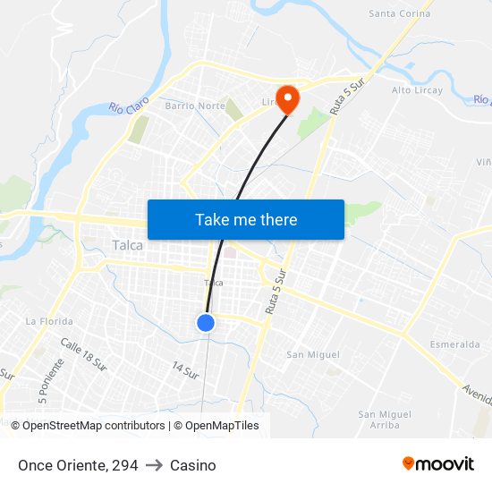 Once Oriente, 294 to Casino map
