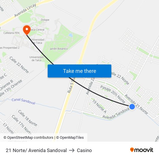 21 Norte/ Avenida Sandoval to Casino map