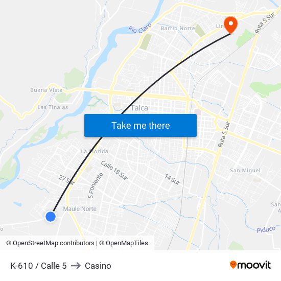 K-610 / Calle 5 to Casino map