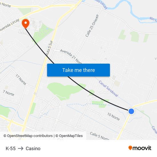 K-55 to Casino map