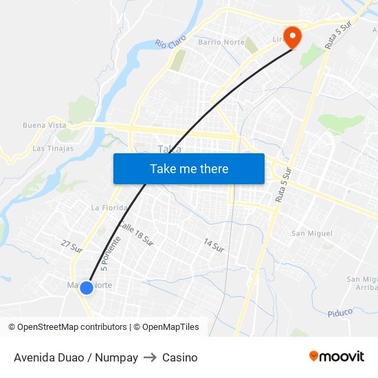 Avenida Duao / Numpay to Casino map