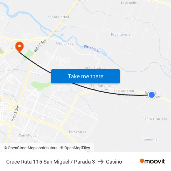 Cruce Ruta 115 San Miguel / Parada 3 to Casino map