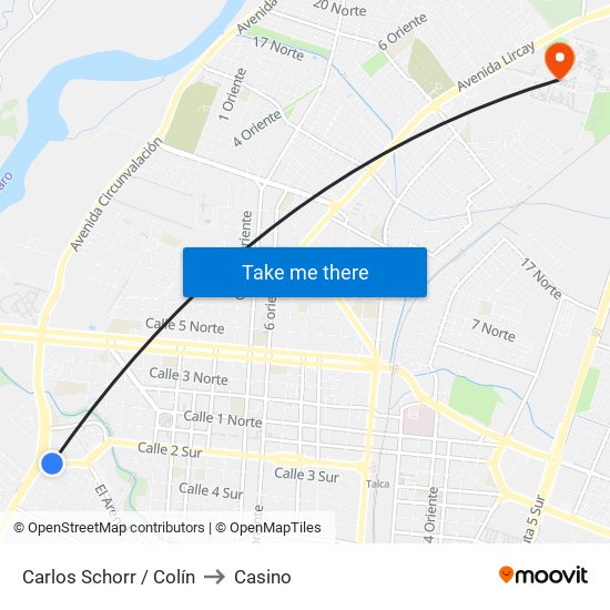 Carlos Schorr / Colín to Casino map