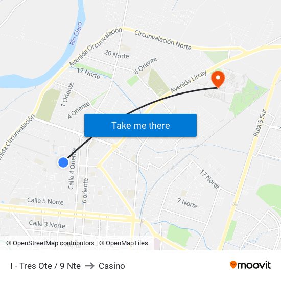 I - Tres Ote / 9 Nte to Casino map