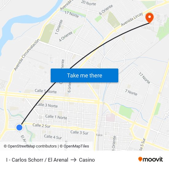 I - Carlos Schorr / El Arenal to Casino map