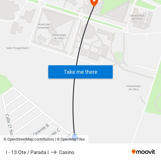 I - 13 Ote / Parada I to Casino map