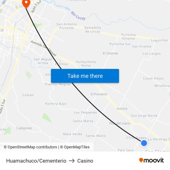 Huamachuco/Cementerio to Casino map