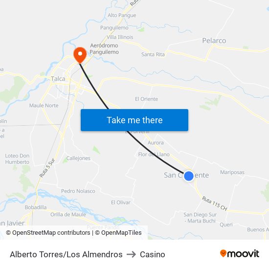 Alberto Torres/Los Almendros to Casino map