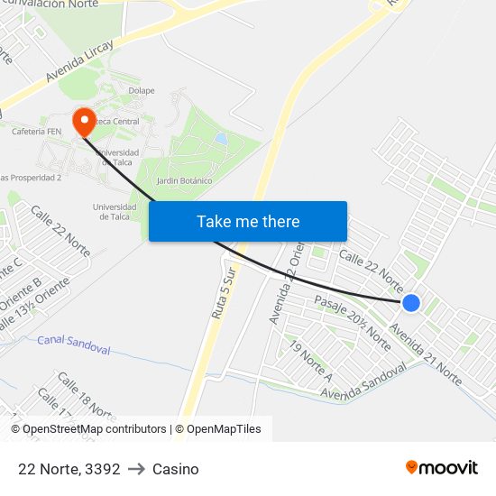 22 Norte, 3392 to Casino map