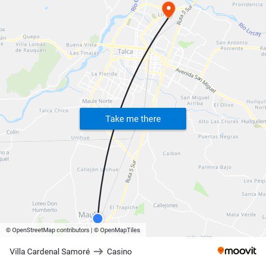 Villa Cardenal Samoré to Casino map