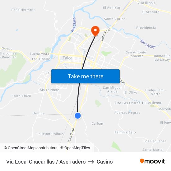 Via Local Chacarillas / Aserradero to Casino map
