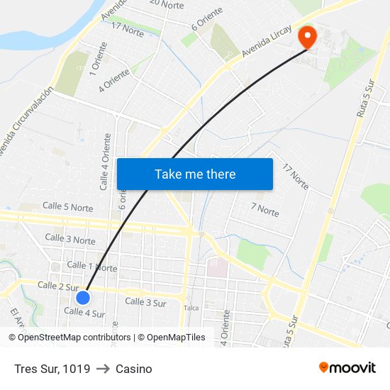 Tres Sur, 1019 to Casino map