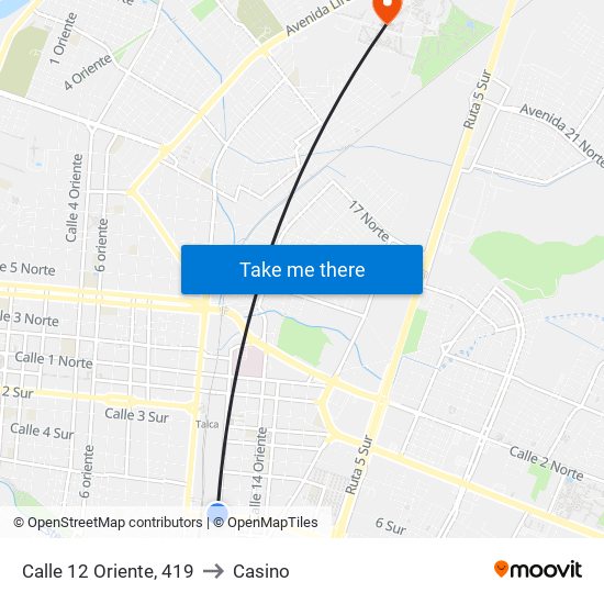 Calle 12 Oriente, 419 to Casino map