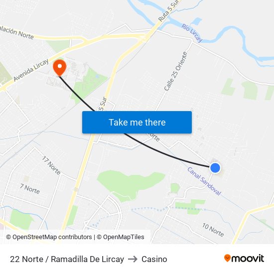 22  Norte / Ramadilla De Lircay to Casino map