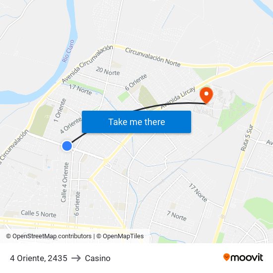 4 Oriente, 2435 to Casino map