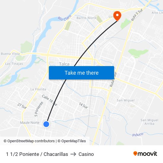 1 1/2 Poniente / Chacarillas to Casino map