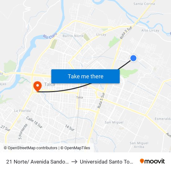21 Norte/ Avenida Sandoval to Universidad Santo Tomás map