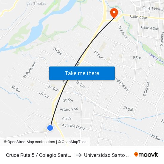 Cruce Ruta 5 / Colegio Santo Tomás to Universidad Santo Tomás map