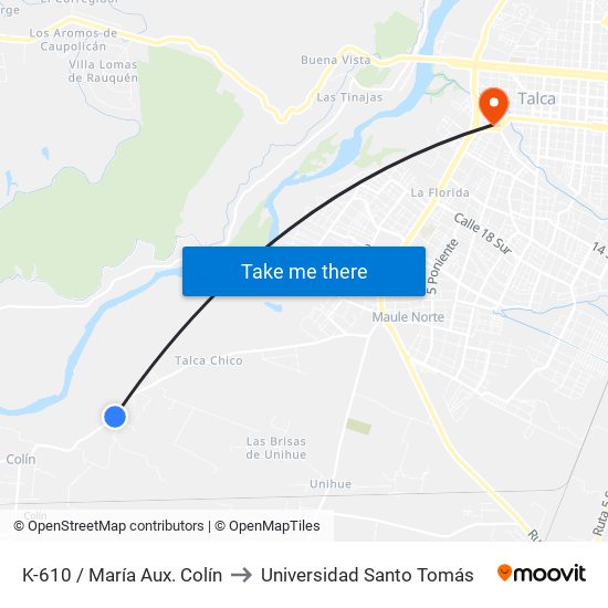 K-610 / María Aux. Colín to Universidad Santo Tomás map