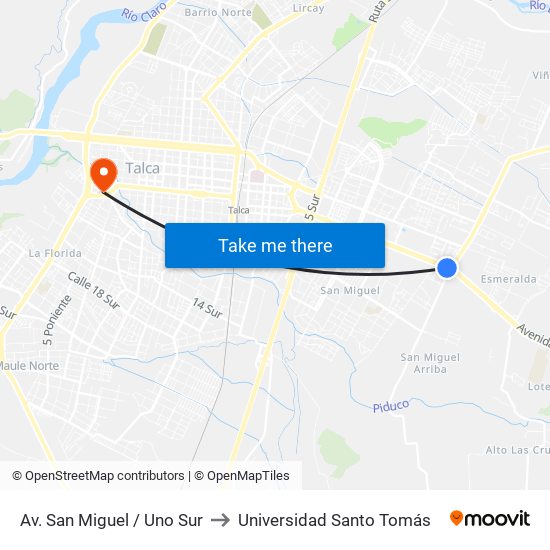 Av. San Miguel / Uno Sur to Universidad Santo Tomás map