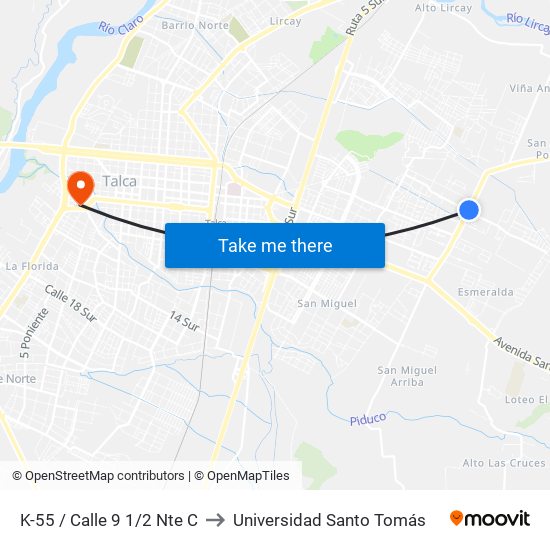 K-55 / Calle 9 1/2 Nte C to Universidad Santo Tomás map