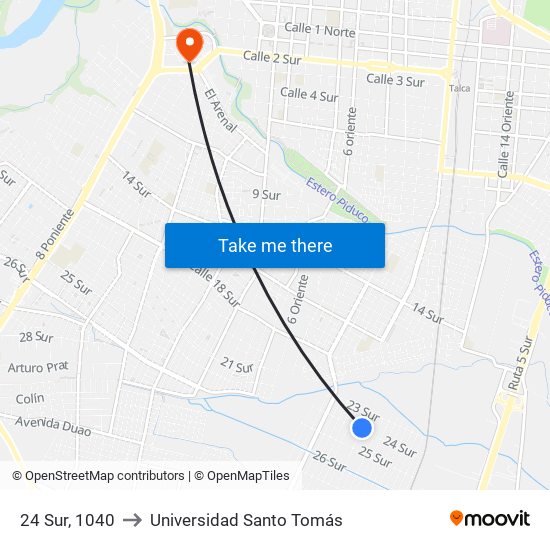 24 Sur, 1040 to Universidad Santo Tomás map