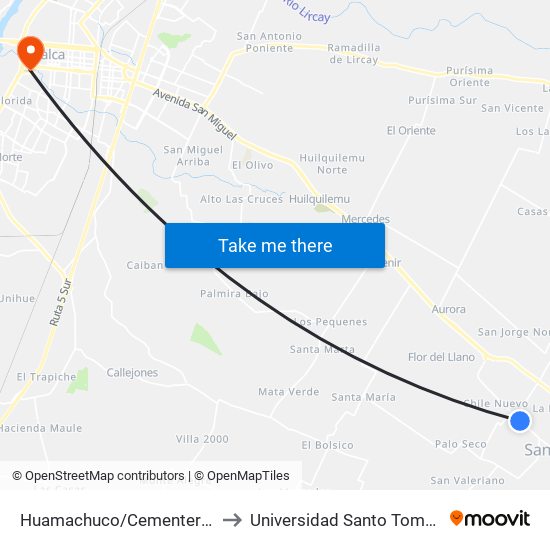 Huamachuco/Cementerio to Universidad Santo Tomás map