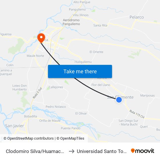 Clodomiro Silva/Huamachuco to Universidad Santo Tomás map