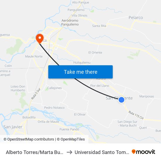 Alberto Torres/Marta Buchi to Universidad Santo Tomás map