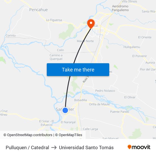 Pulluquen / Catedral to Universidad Santo Tomás map