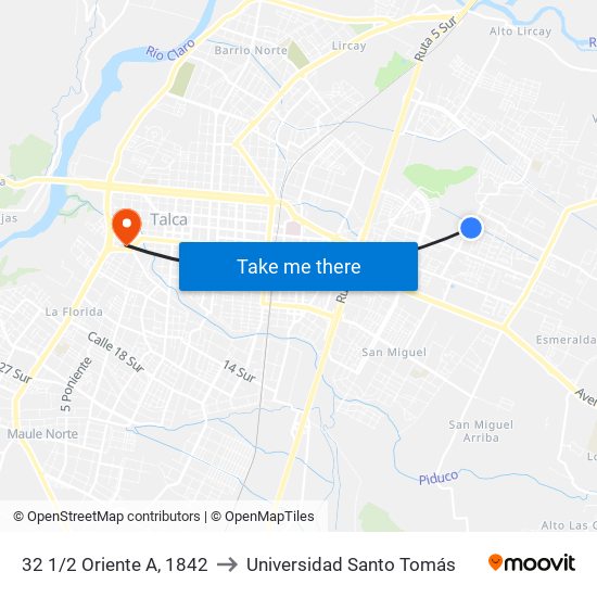 32 1/2 Oriente A, 1842 to Universidad Santo Tomás map