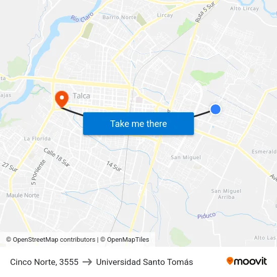 Cinco Norte, 3555 to Universidad Santo Tomás map