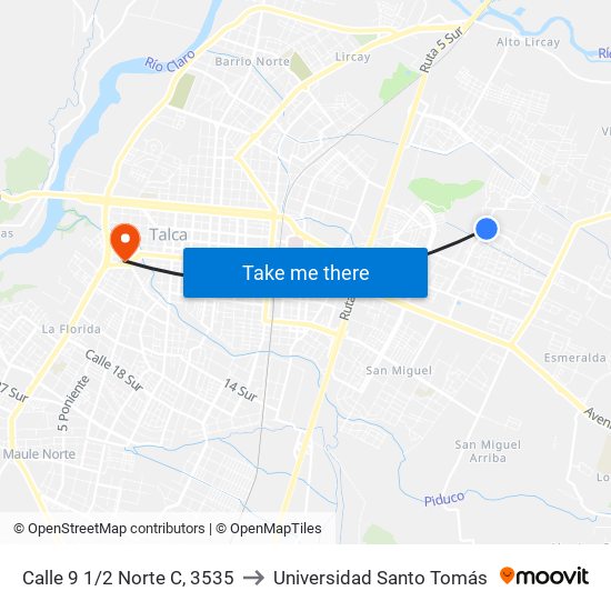 Calle 9 1/2 Norte C, 3535 to Universidad Santo Tomás map