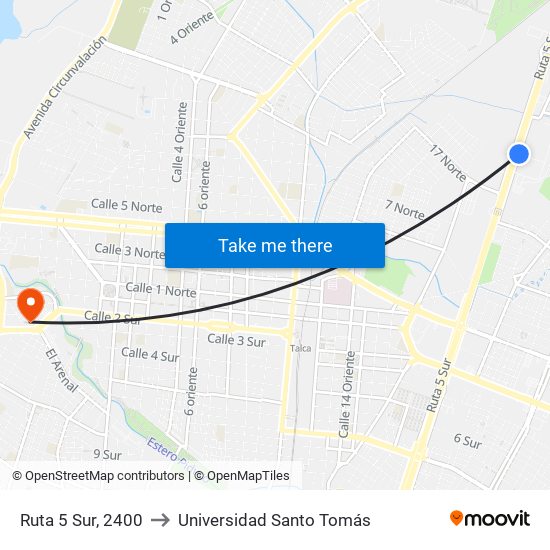 Ruta 5 Sur, 2400 to Universidad Santo Tomás map