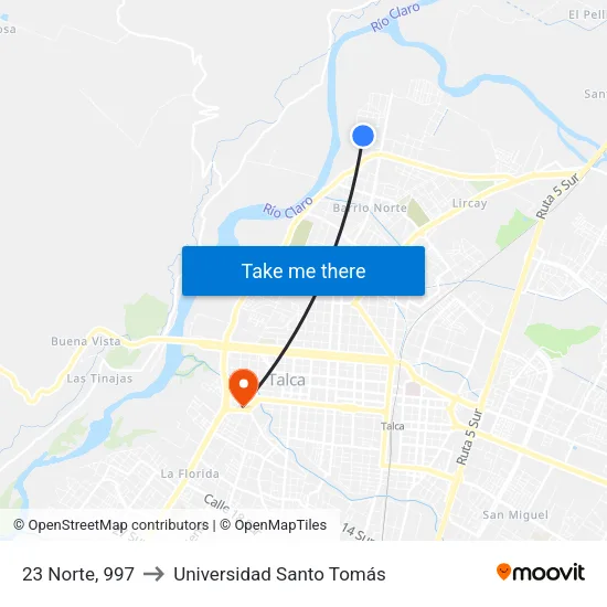23 Norte, 997 to Universidad Santo Tomás map