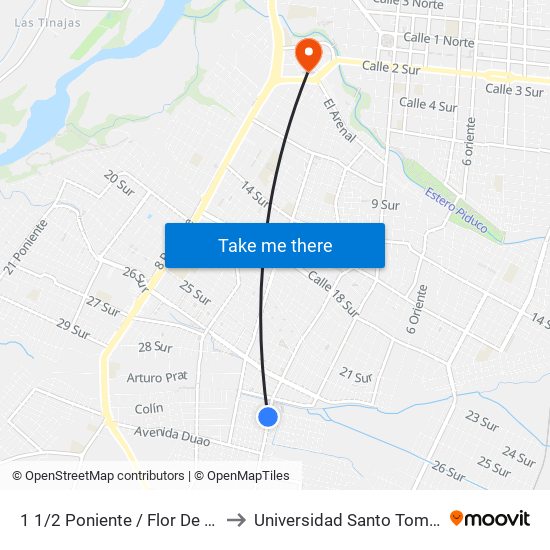 1 1/2 Poniente / Flor De Liz to Universidad Santo Tomás map
