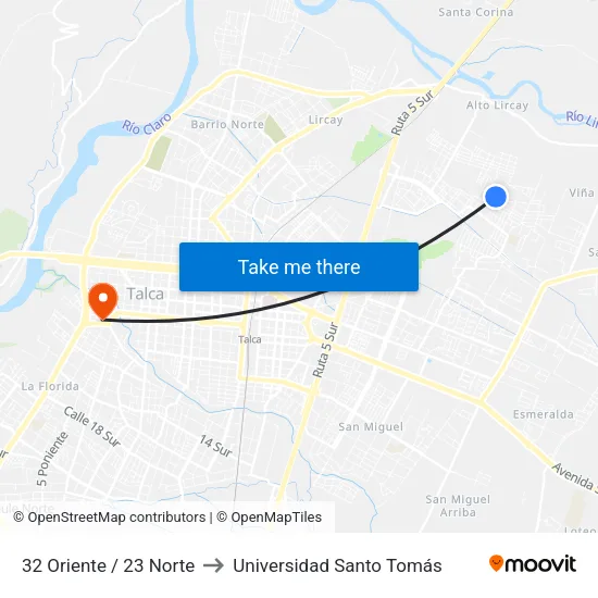 32 Oriente / 23 Norte to Universidad Santo Tomás map
